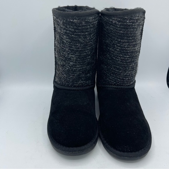 Minnetonka Women's Size 6 Forsyth Black Suede Sheepskin Boots Pull on Fur lined - Picture 3 of 6